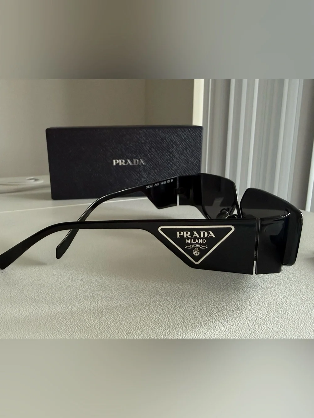 black Prada PR 09ZS rectangular acetate sunglasses